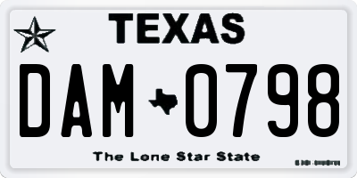 TX license plate DAM0798