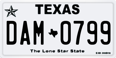TX license plate DAM0799