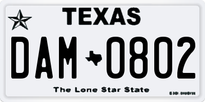 TX license plate DAM0802