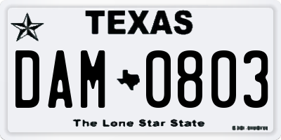 TX license plate DAM0803