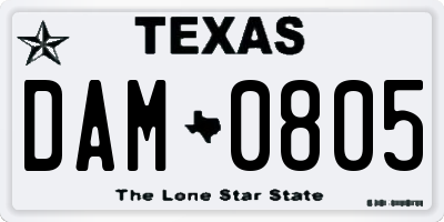 TX license plate DAM0805