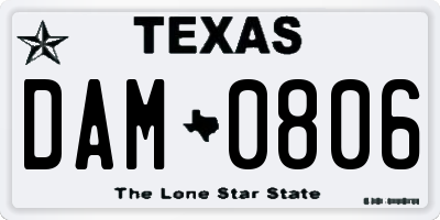 TX license plate DAM0806