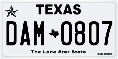 TX license plate DAM0807