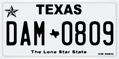 TX license plate DAM0809
