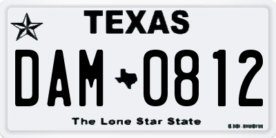 TX license plate DAM0812