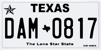TX license plate DAM0817