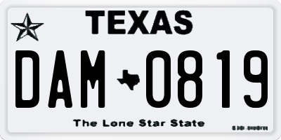 TX license plate DAM0819