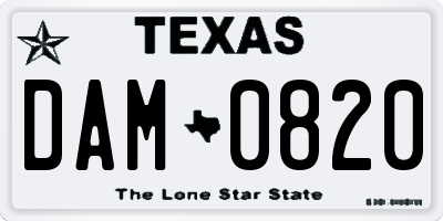 TX license plate DAM0820