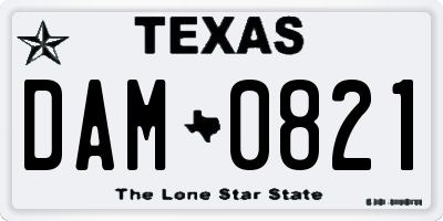 TX license plate DAM0821