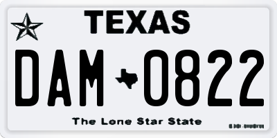 TX license plate DAM0822