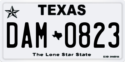 TX license plate DAM0823