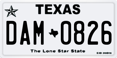 TX license plate DAM0826