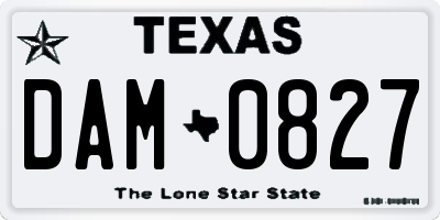TX license plate DAM0827