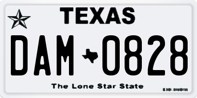 TX license plate DAM0828