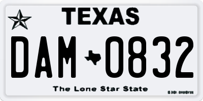 TX license plate DAM0832
