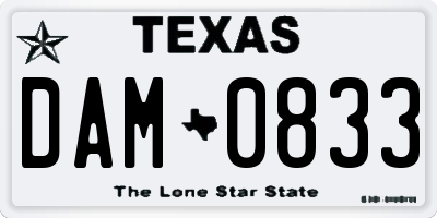 TX license plate DAM0833