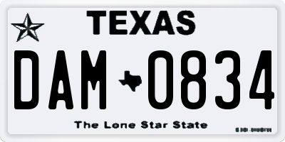 TX license plate DAM0834