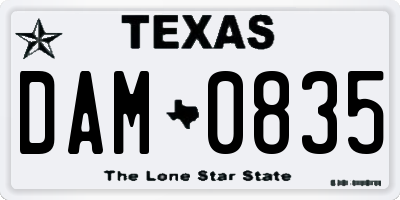 TX license plate DAM0835