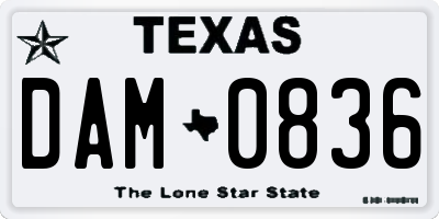 TX license plate DAM0836