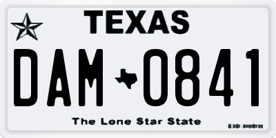 TX license plate DAM0841