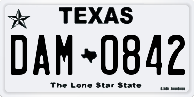 TX license plate DAM0842