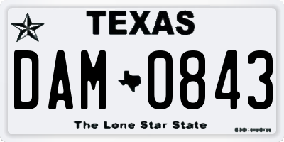 TX license plate DAM0843