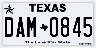 TX license plate DAM0845