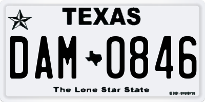 TX license plate DAM0846