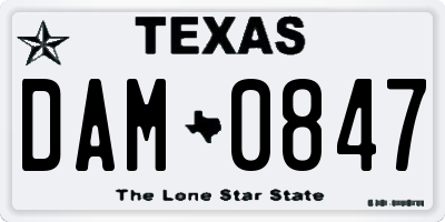TX license plate DAM0847