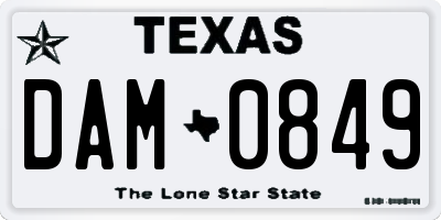 TX license plate DAM0849