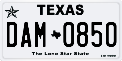 TX license plate DAM0850