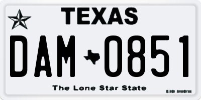 TX license plate DAM0851