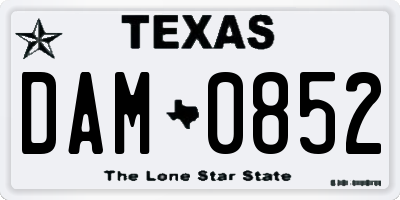TX license plate DAM0852