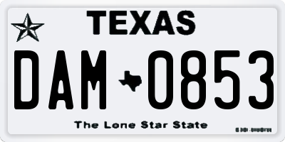 TX license plate DAM0853