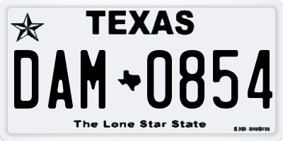 TX license plate DAM0854