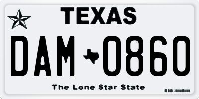 TX license plate DAM0860