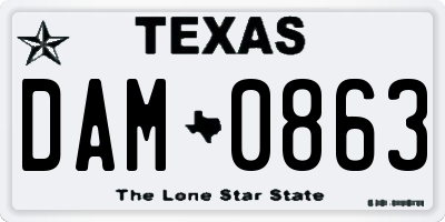 TX license plate DAM0863