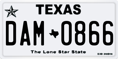 TX license plate DAM0866