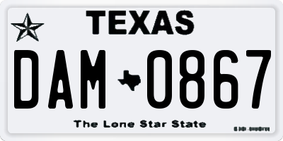 TX license plate DAM0867