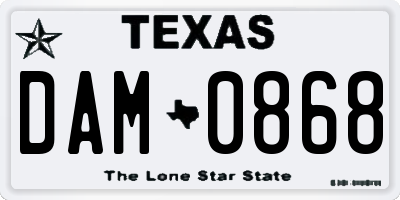 TX license plate DAM0868