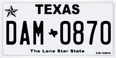 TX license plate DAM0870