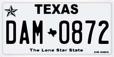TX license plate DAM0872