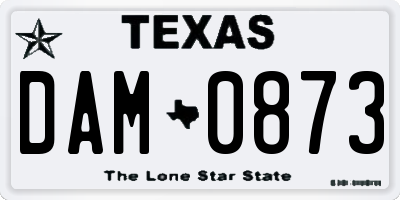 TX license plate DAM0873