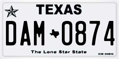 TX license plate DAM0874
