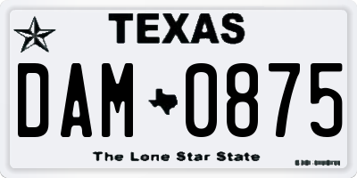 TX license plate DAM0875