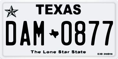 TX license plate DAM0877