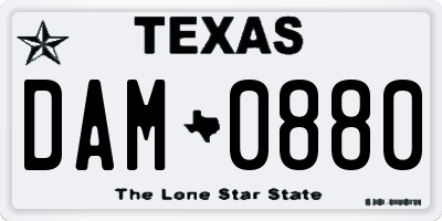 TX license plate DAM0880