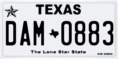 TX license plate DAM0883