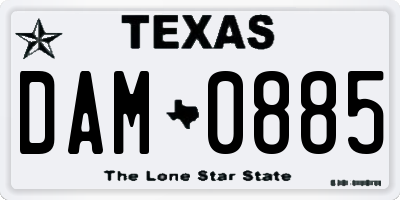 TX license plate DAM0885