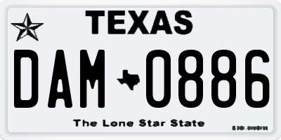 TX license plate DAM0886